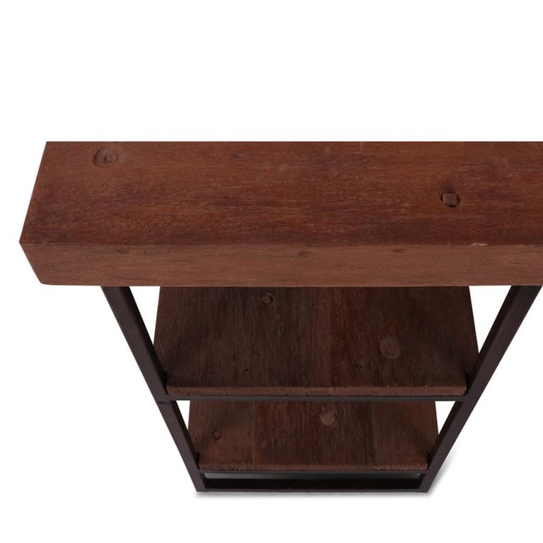 Elena Distressed Desk - Dark Brown - Teak Wood