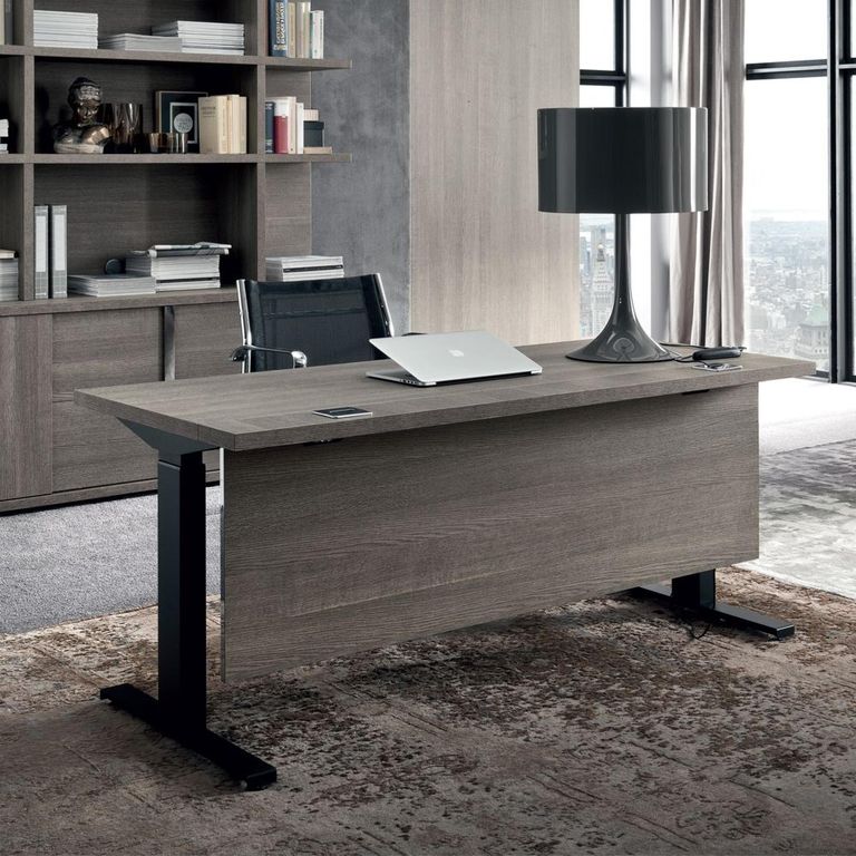 Tivoli Left Desk with Modesty - Grey Wood