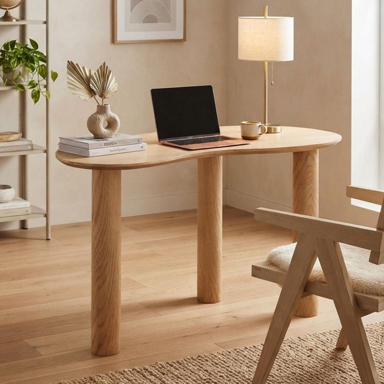 Livigno Oak Desk - Kidney Shape - Natural