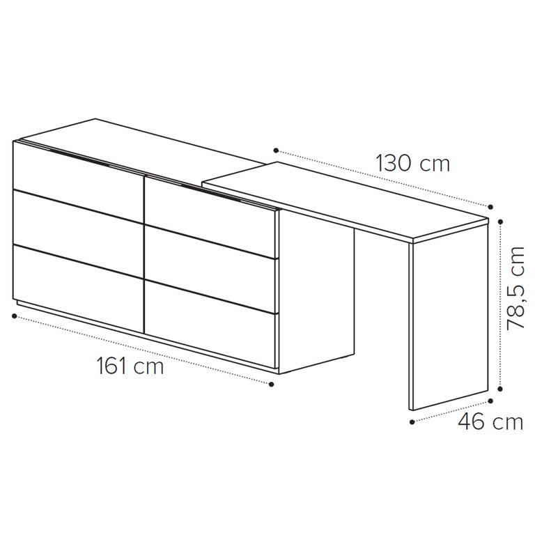 Essenza Italian Fluted Dresser - 6 Drawer - Urban Velvet and Tabacco