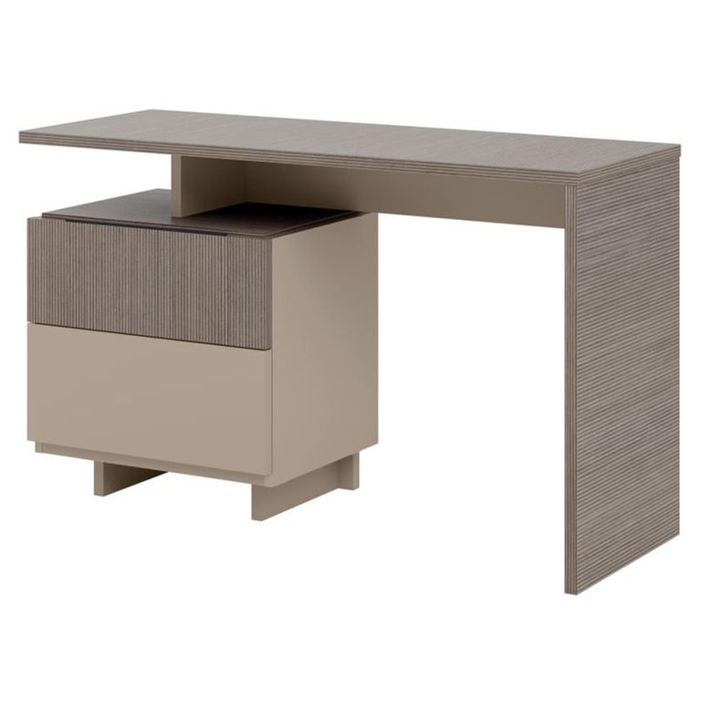 Essenza Italian Fluted Writing Desk - 2 Drawer - Urban Velvet and Tabacco