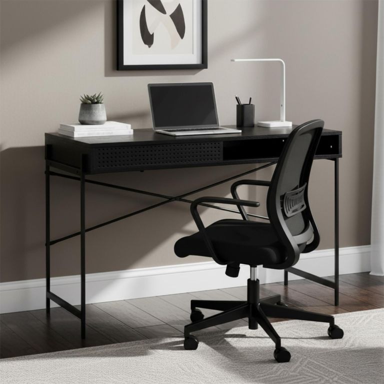 Angus Writing Desk - Black Melamine