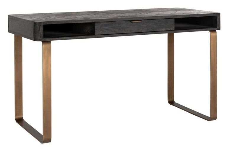 Blackbone Black and Brass 1 Drawer Desk