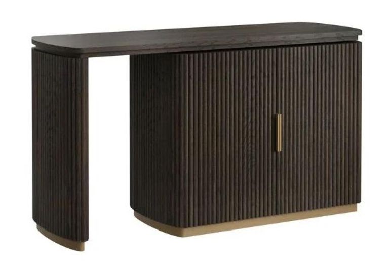 Cambon Dark Oak and Brass Curved Writing Desk