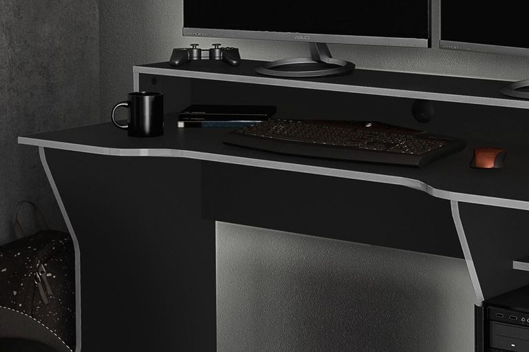 Enzo Gaming Desk - Black and Silver