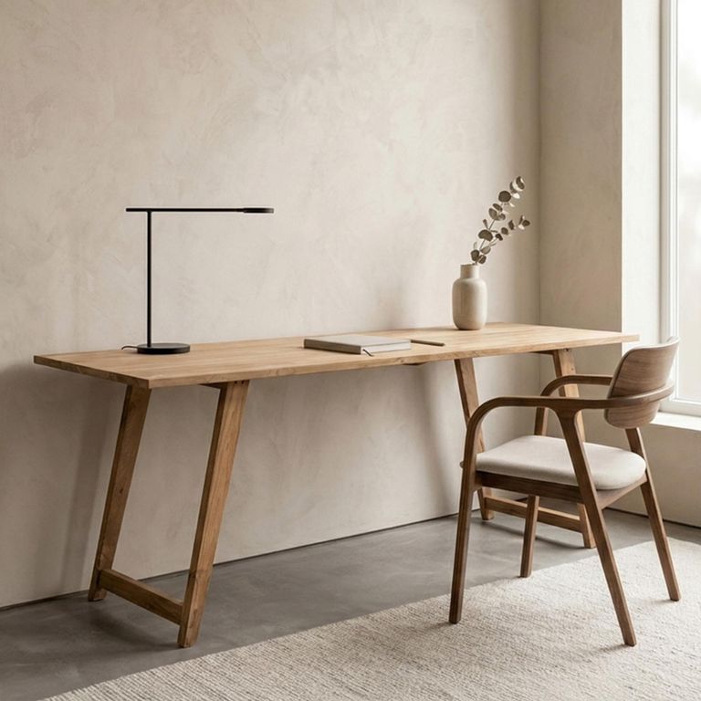Graz Trestle Desk - Natural - Recycled Teak Wood