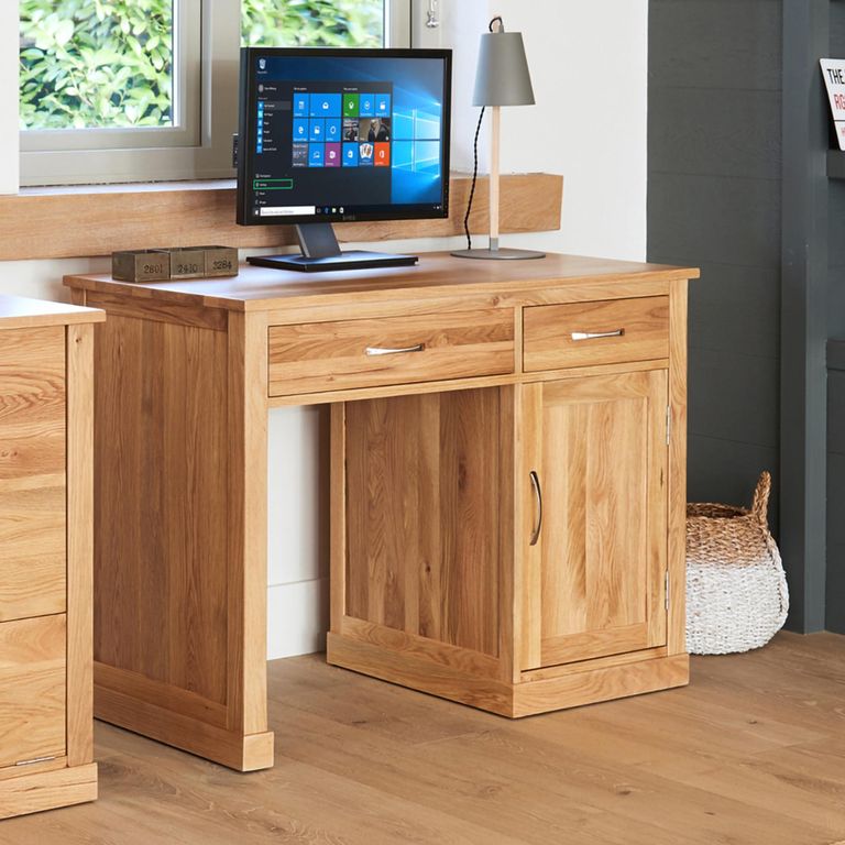 Mobel Oak Computer Desk - 1 Door - 2 Drawer