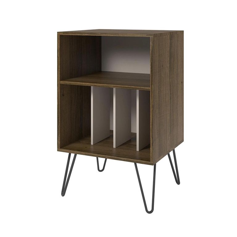 Novogratz Concord Turntable Stand - Brown Oak & White - 1324322COMUK