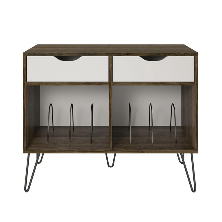 Novogratz Concord Turntable Stand with Drawers - Brown Oak - 1323322COMUK