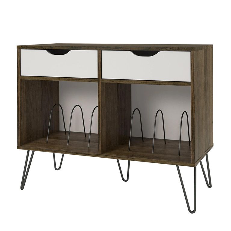 Novogratz Concord Turntable Stand with Drawers - Brown Oak - 1323322COMUK