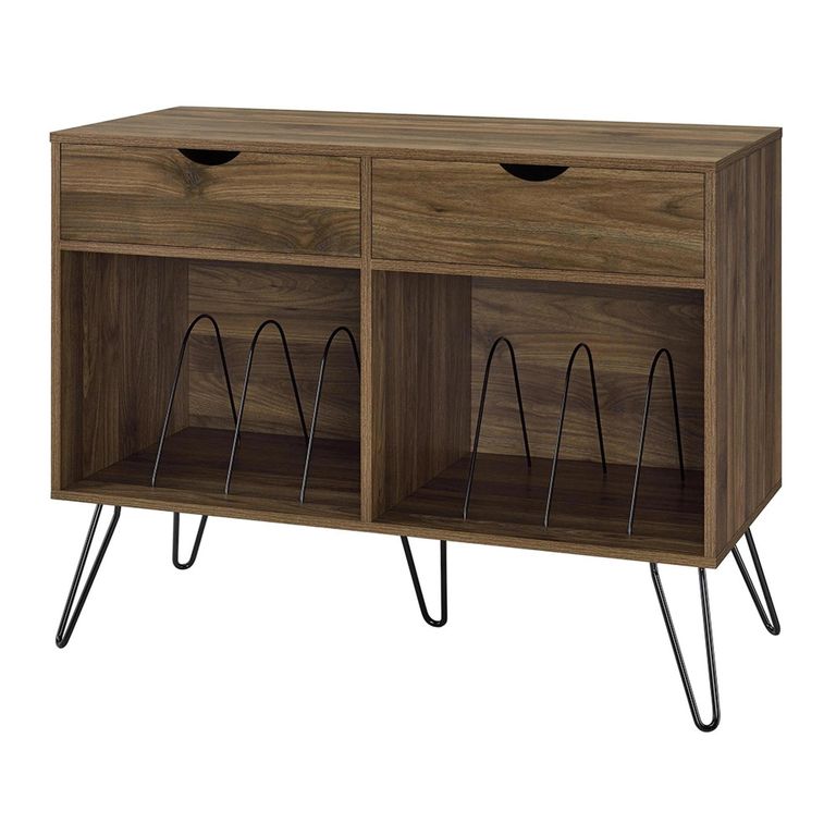 Novogratz Concord Turntable Stand with Drawers - Walnut - 1323222COMUK