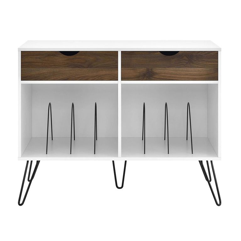 Novogratz Concord Turntable Stand with Drawers - White & Oak - 1323015COMUK