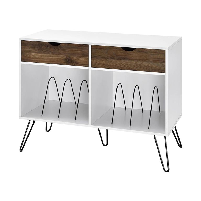 Novogratz Concord Turntable Stand with Drawers - White & Oak - 1323015COMUK