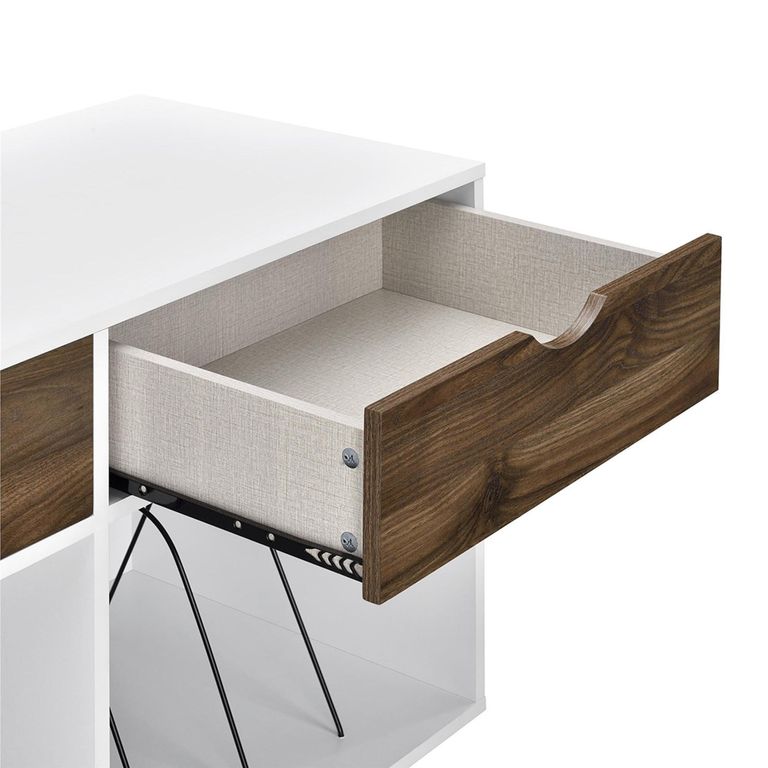 Novogratz Concord Turntable Stand with Drawers - White & Oak - 1323015COMUK