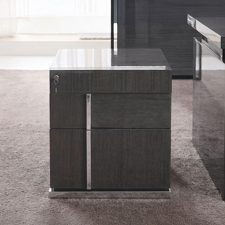 Montecarlo Lockable Filling Cabinet - 2 Drawer - Left - Grey Koto High Gloss