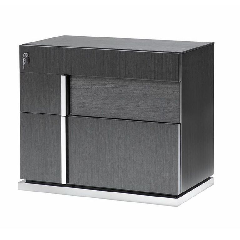 Montecarlo Lockable Filling Cabinet - 2 Drawer - Left - Grey Koto High Gloss