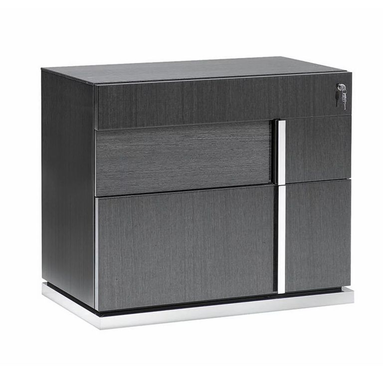Montecarlo Lockable Filling Cabinet - 2 Drawer - Right - Grey Koto High Gloss