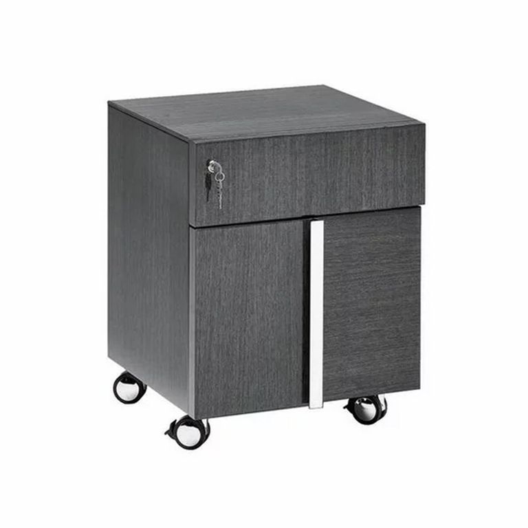 Montecarlo Lockable Filling Cabinet - 2 Drawer - on Wheels - Grey Koto High Gloss