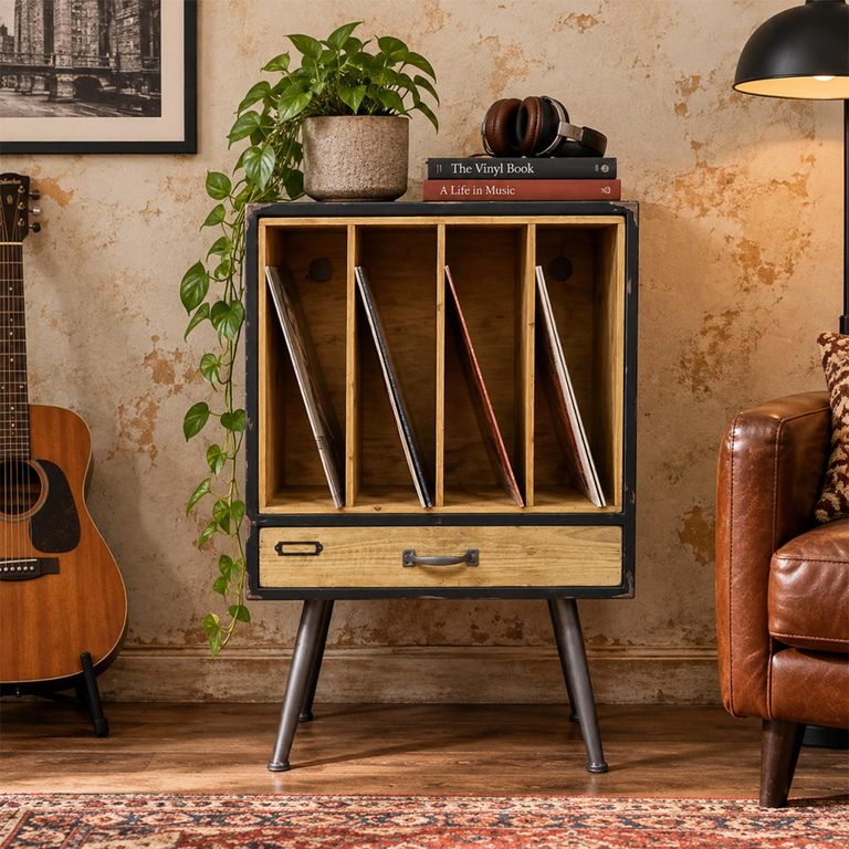 Metal and Wood 1 Drawer Filing Cabinet