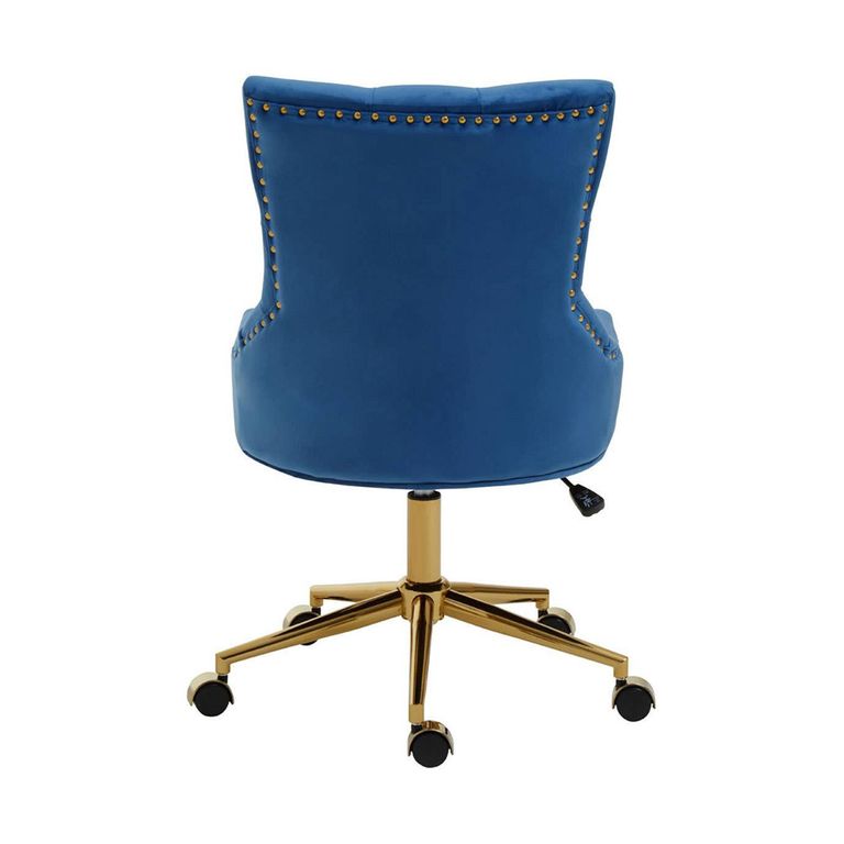 Anita Office Chair - Blue Velvet with Gold Base