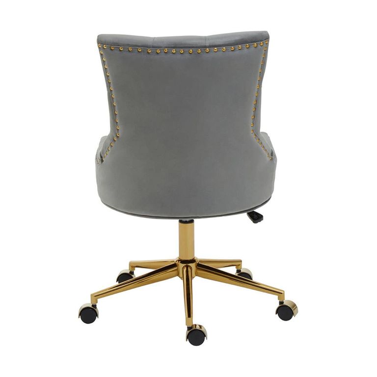 Anita Office Chair - Grey Velvet with Gold Base