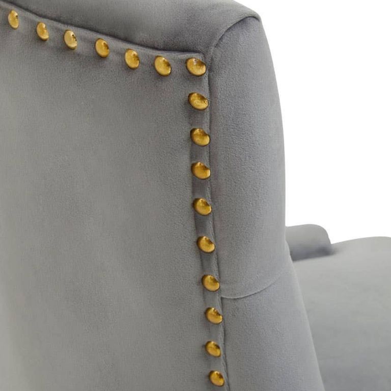 Anita Office Chair - Grey Velvet with Gold Base