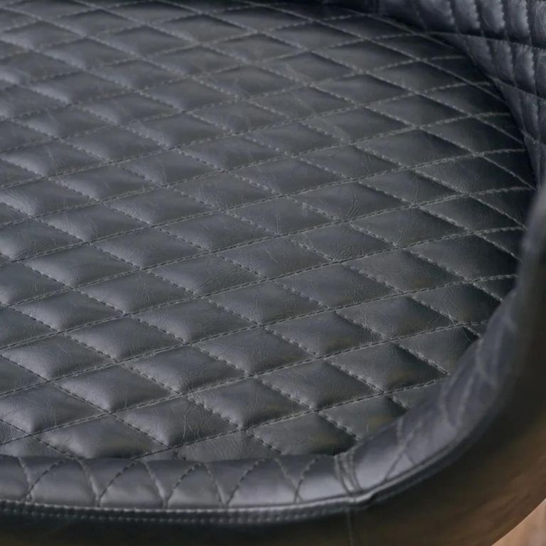 Luxe Swivel Office Chair - Curved Back - Adjustable Height - Black - Faux Leather and Metal