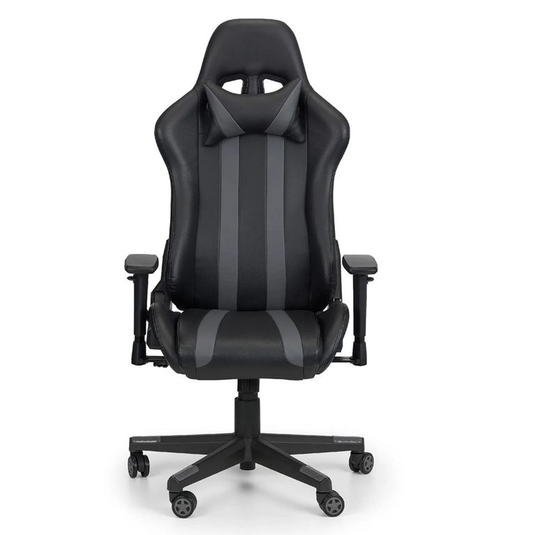 Meteor Gaming Swivel Chair - Black and Grey - Faux Leather and Metal