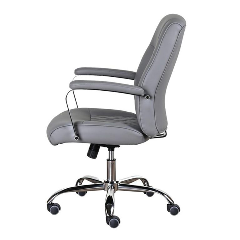 Ambassador Office Swivel Armchair - Grey - Faux Leather and Metal