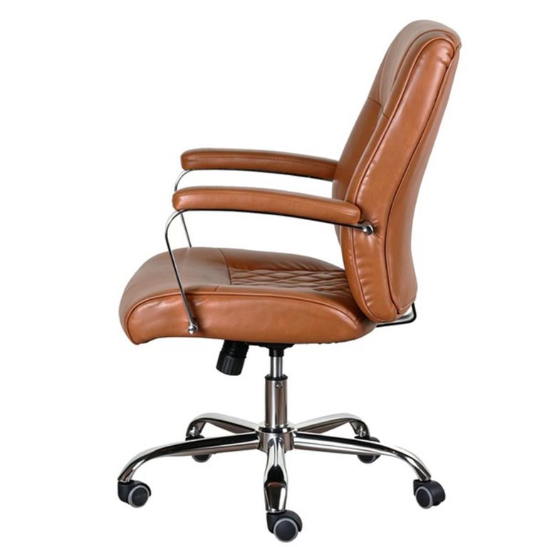 Ambassador Office Swivel Armchair - Tan - Faux Leather and Metal