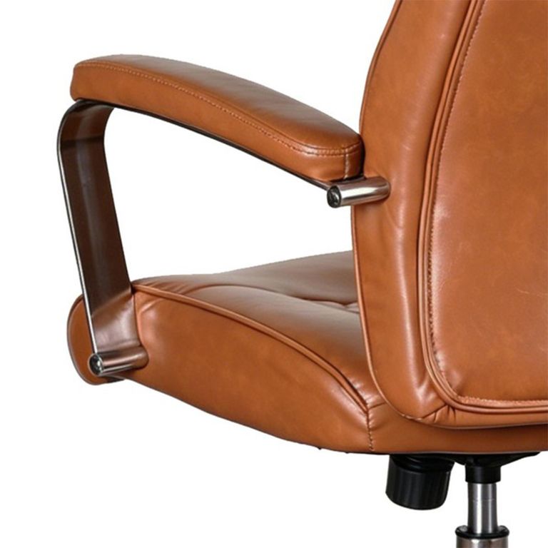 Ambassador Office Swivel Armchair - Tan - Faux Leather and Metal