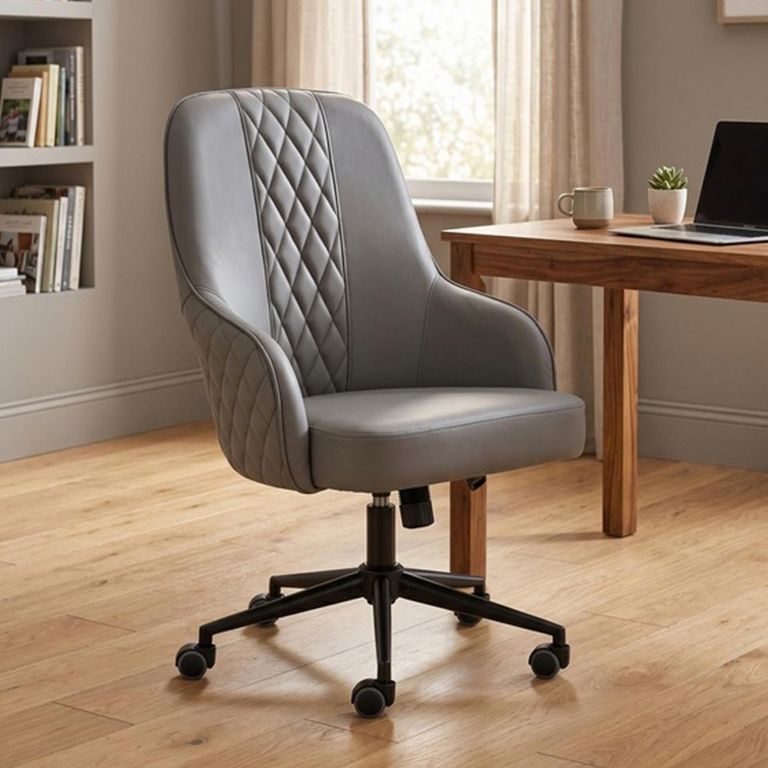 Montrose Swivel Office Chair - Adjustable Height - Grey and Black - Faux Leather