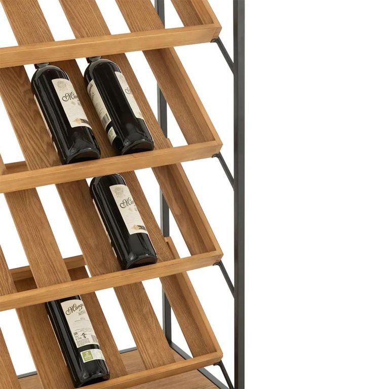 Bar Cabinet - 2 Drawer - Tall - Natural Wood and Black Metal