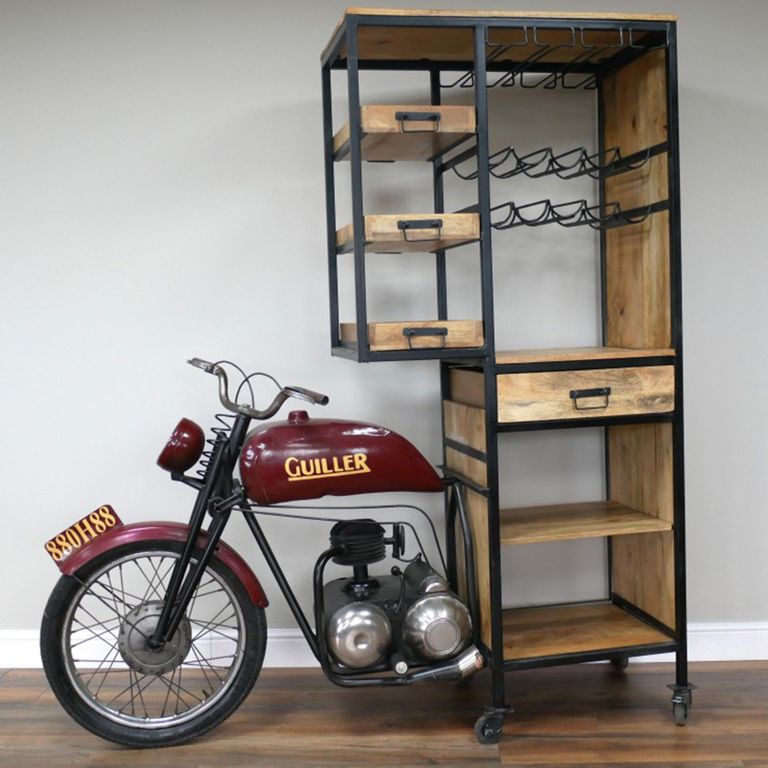 Motorbike Bar Cabinet - Wood and Metal