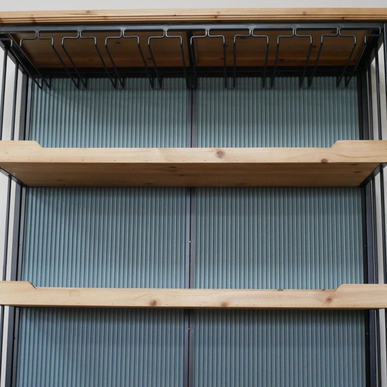 Bar Cabinet - 2 Door - Fir Wood and Metal