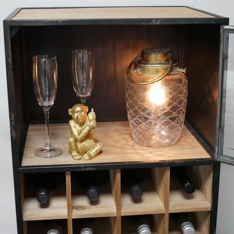 Wine Cabinet - 2 Door - Fir Wood and Metal