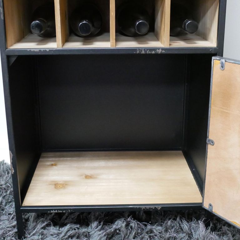 Wine Cabinet - 2 Door - Fir Wood and Metal