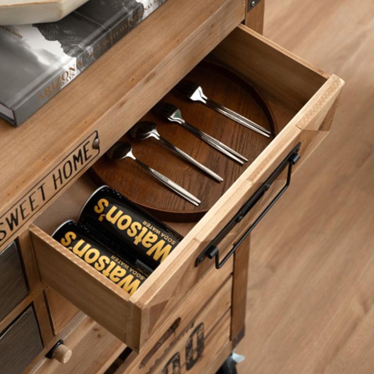 Wine Cabinet - Multi Drawer - on Wheels - Fir Wood