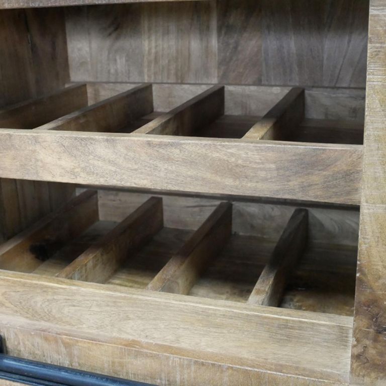 Jupiter Industrial Wine Cabinet - 2 Sliding Door - 2 Drawer - Mango Wood