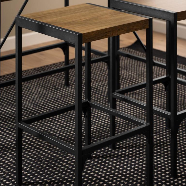 Bahamas Bar Set - Rustic Oak and Black Metal