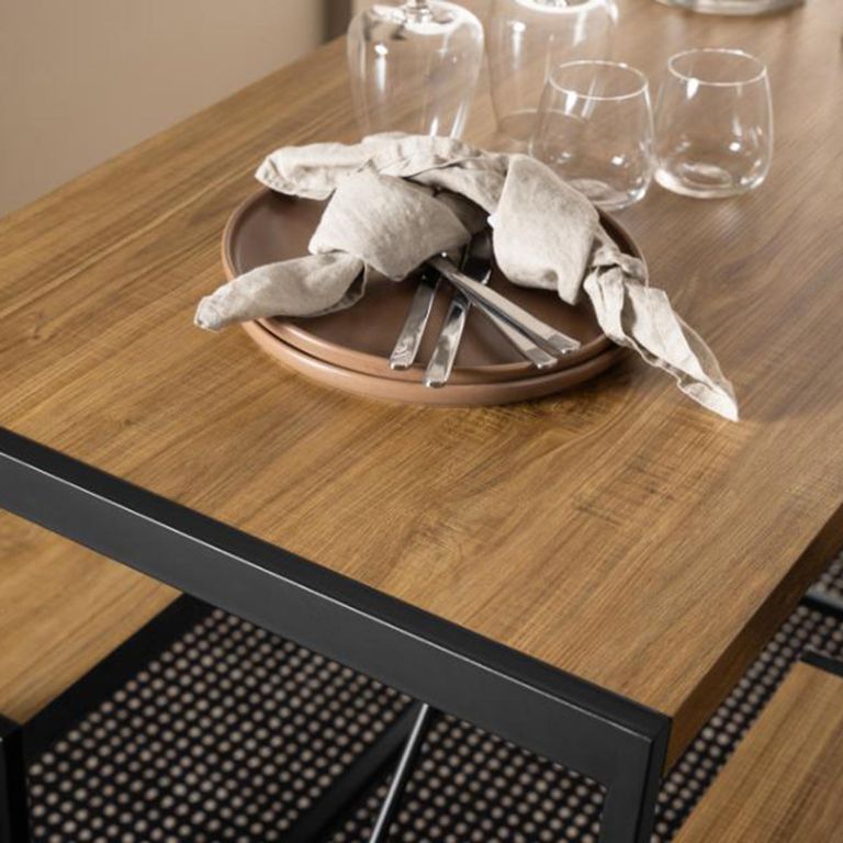 Bahamas Bar Set - Rustic Oak and Black Metal