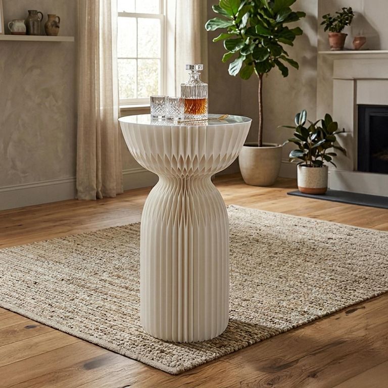 Bar Table - Round - Off White - Acrylic and Foldable Paper