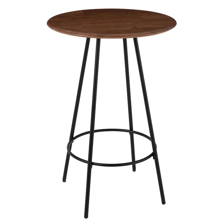 Neo Bar Table - Round - Natural and Black - Rubber Wood and Metal