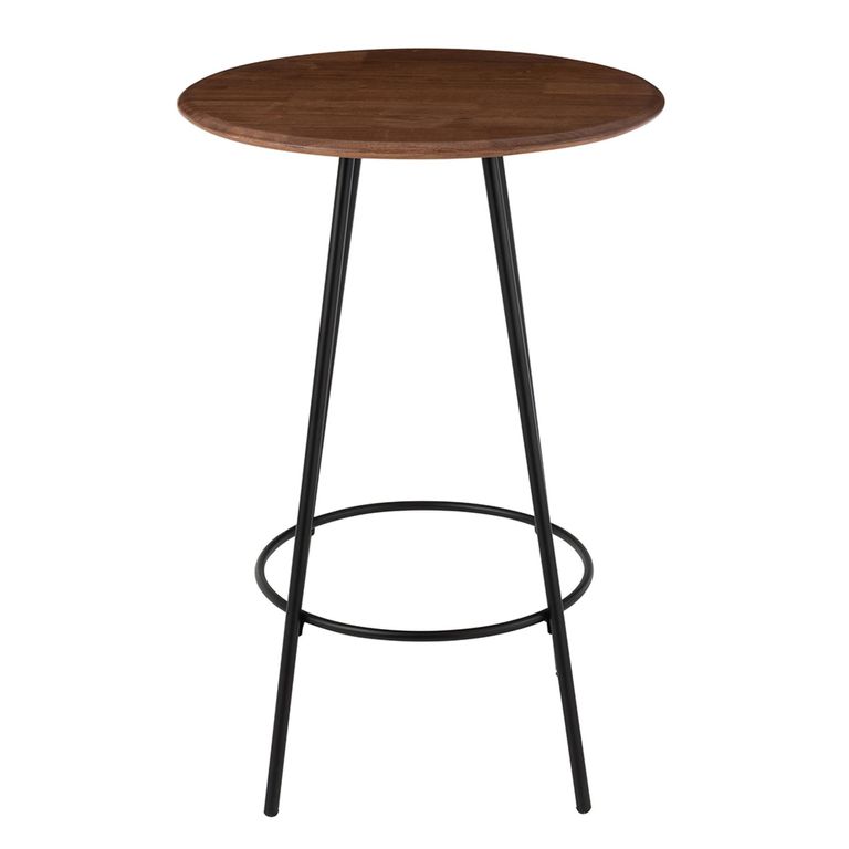 Neo Bar Table - Round - Natural and Black - Rubber Wood and Metal