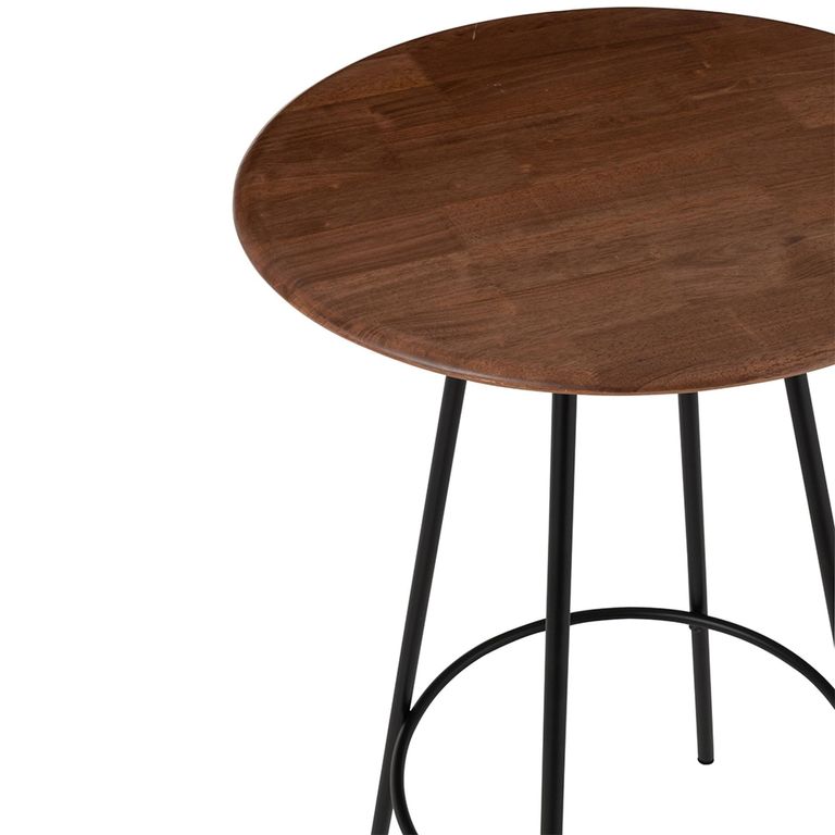Neo Bar Table - Round - Natural and Black - Rubber Wood and Metal