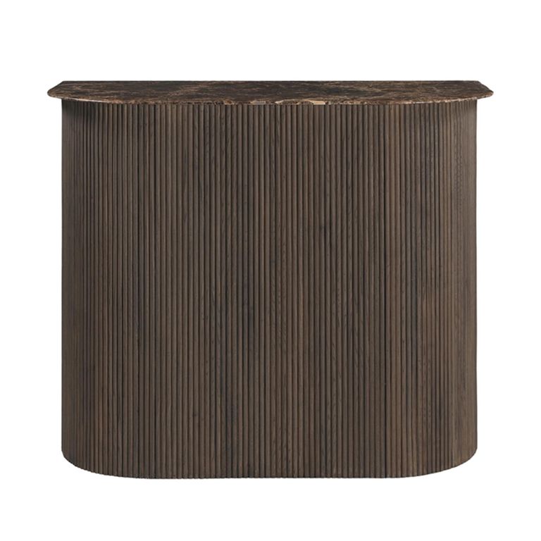 Castello Fluted Bar Table - Smoked Oak - Marble Top