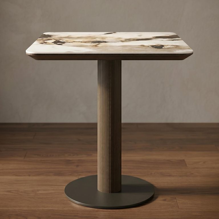 Langford Bistro Table - Square - Brown - Ceramic and Oak