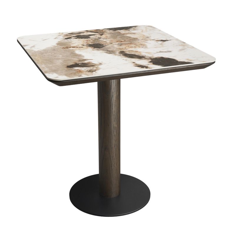 Langford Bistro Table - Square - Brown - Ceramic and Oak