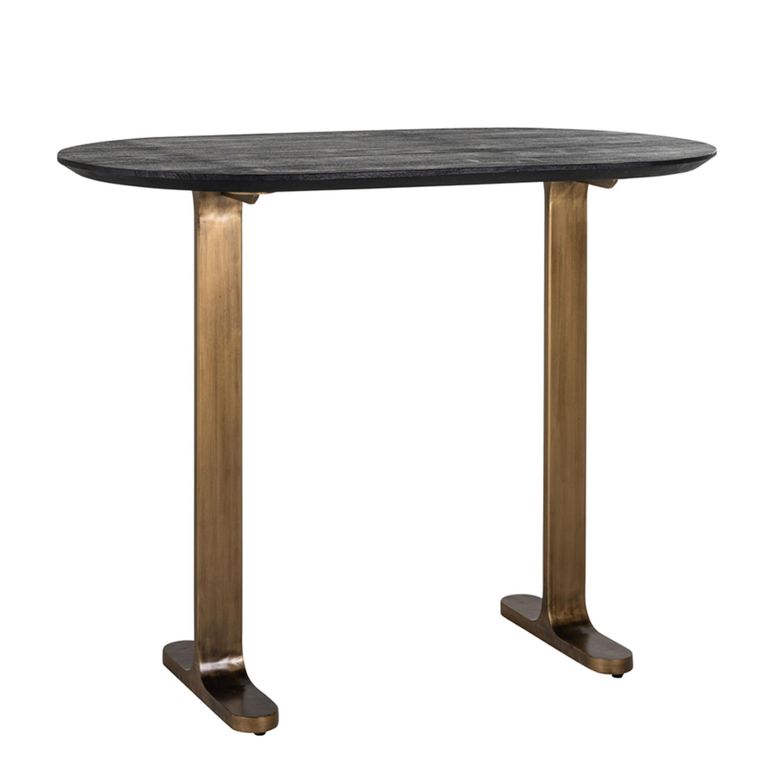 Revelin Bar Table - Oval - Black - Brushed Gold - Mango Wood Top