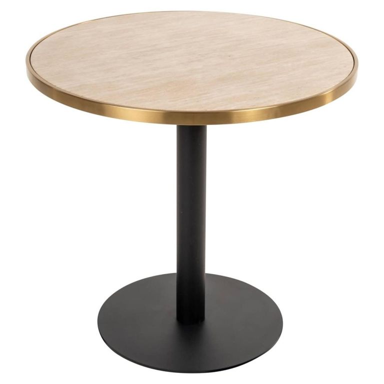 Brazza Bistro Table - Round - Beige - Faux Marble and Metal